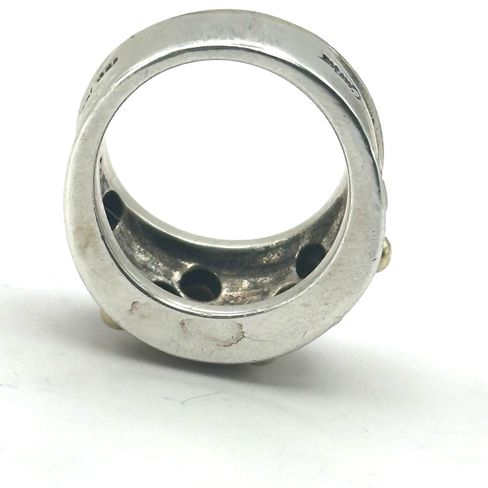 Lagos Caviar Coral Sterling Silver 18 Kt Gold Ring Size 7 RARE - Picture 5 of 9